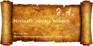 Hornyánszky Albert névjegykártya
